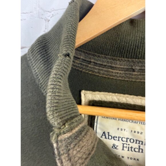 Abercrombie & Fitch Sweatshirt Mens Size XL Olive Green Distressed Grunge (READ) - Picture 6 of 13